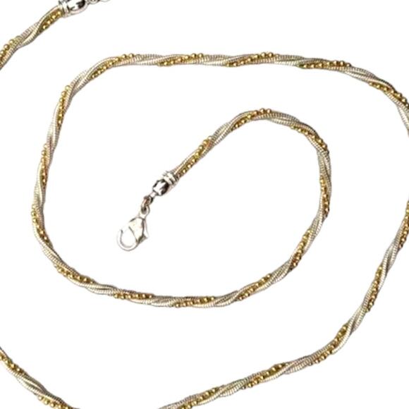 Precious twisted silver and gold tone chain necklace - appr. 23" - Picture 1 of 7